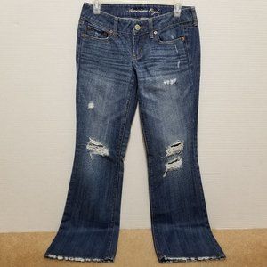 American Eagle jeans 2 Favorite Boyfriend grunge denim distressed ripped torn